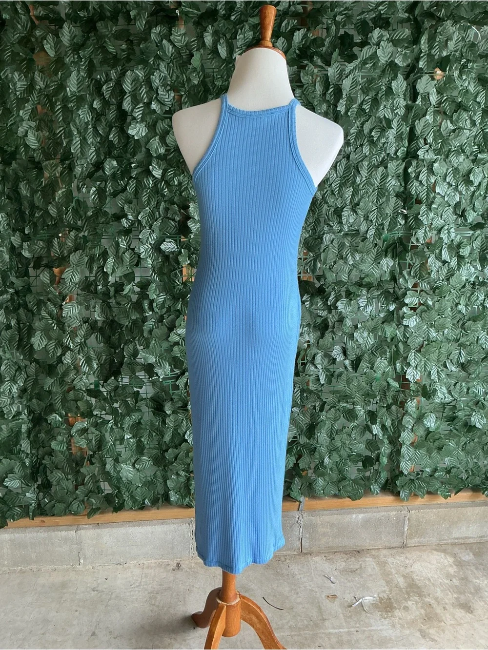 REFORMATION Ribbed Halter Maxi Dress - XS - Dreamy Blue - Picture 7 of 12